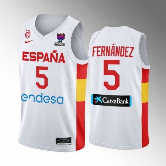 Rudy Fernandez 5 Spain 2022 FIBA EuroBasket Final Home White Jersey